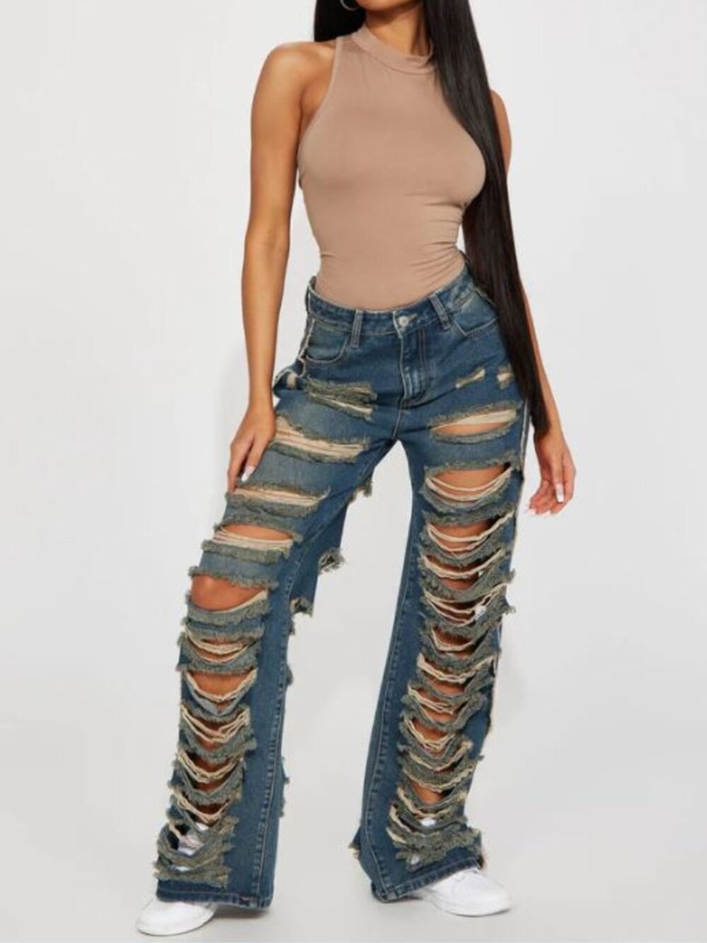 Fashion Nova Supersonic Ripped Straight Leg Jeans - Dark Wash  ***FINAL SALE